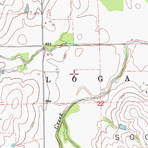 Topographic Map of Township of Logan, OK