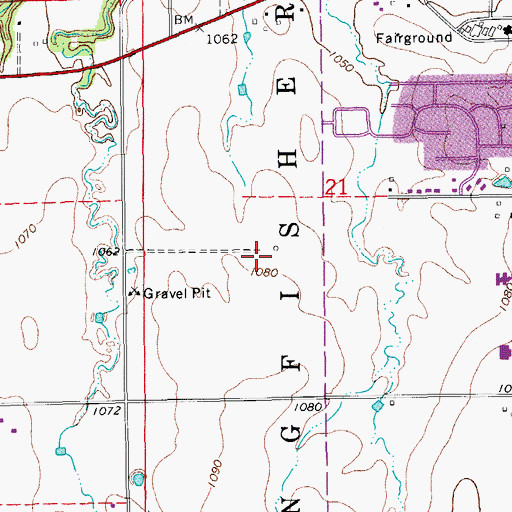 Topographic Map of Township of Kingfisher, OK