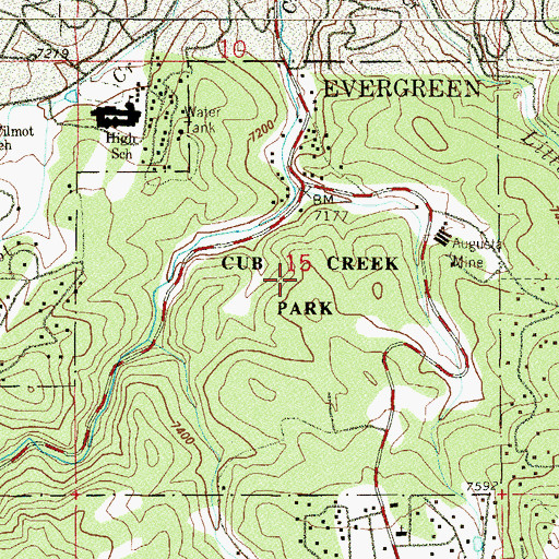 Topographic Map of Cub Creek Park, CO