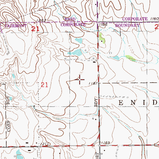 Topographic Map of Township of Enid, OK