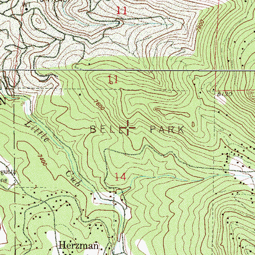 Topographic Map of Bell Park, CO