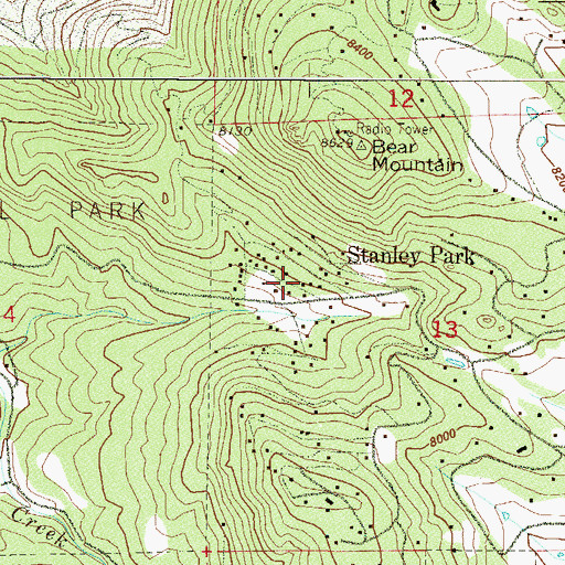 Topographic Map of Stanley Park, CO