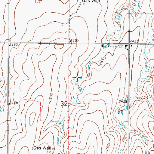 Topographic Map of Township of Blue Grass, OK