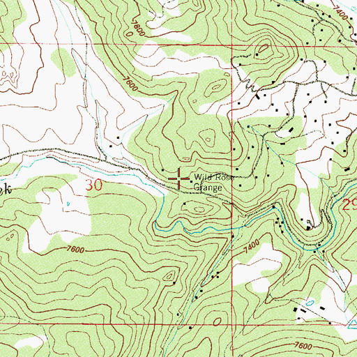 Topographic Map of Wild Rose Grange, CO