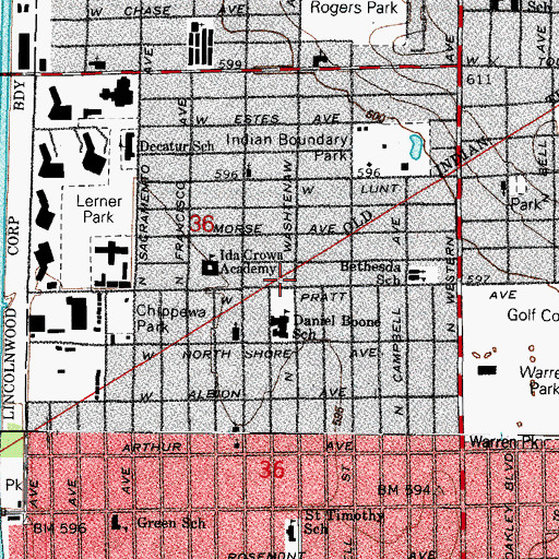 Topographic Map of ABC Academy, IL