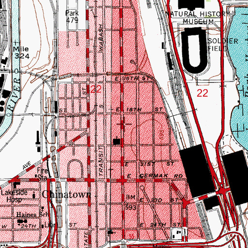 Topographic Map of AIC Security Guard Academy, IL