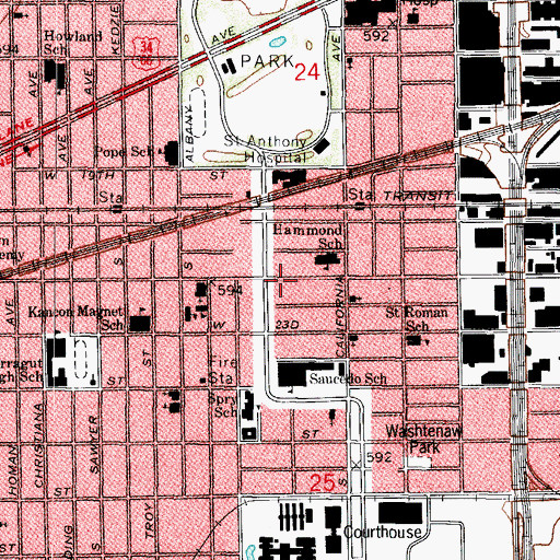 Topographic Map of Acapulco Driving School, IL