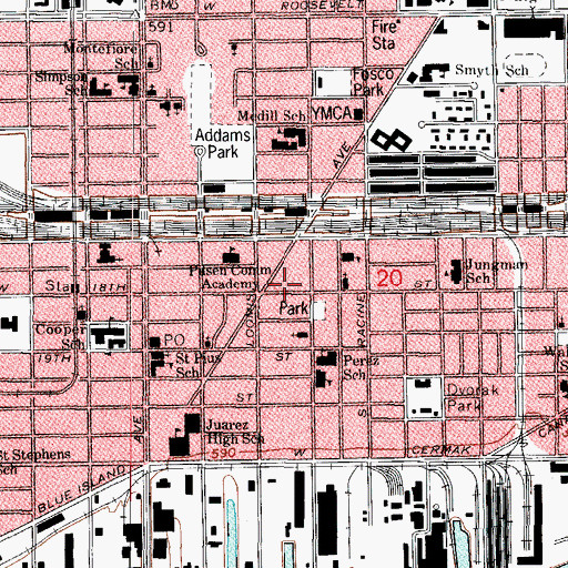Topographic Map of Acapulco Driving School, IL
