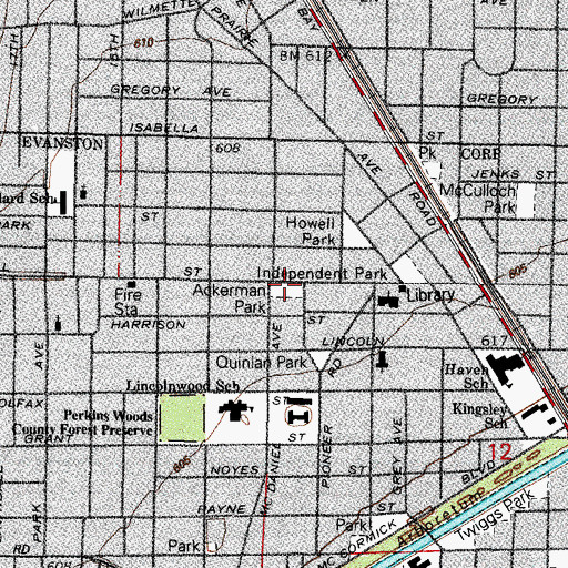 Topographic Map of Ackerman Park, IL
