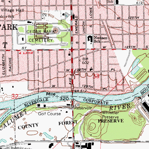 Topographic Map of Ada Walden Parish Early Intervention Center, IL