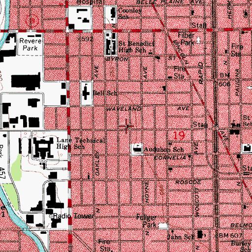 Topographic Map of Addison Street Congregational Church, IL