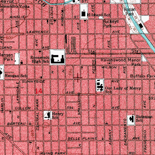 Topographic Map of Albany Park Baptist Church, IL