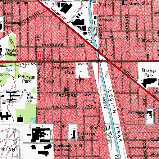 Topographic Map of Albany Park Lutheran Church, IL