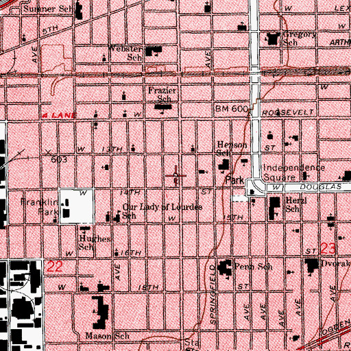 Topographic Map of Alexanders Beauty School, IL