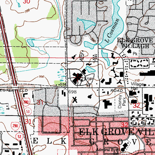Topographic Map of Alexian Brothers Medical Center, IL