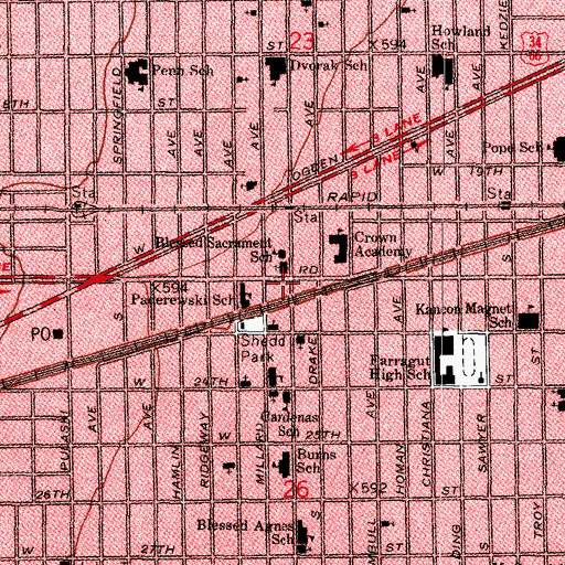 Topographic Map of All Nations Church of God, IL