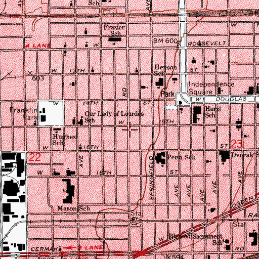 Topographic Map of All Nations Church of God and Christ, IL
