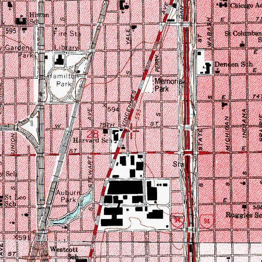 Topographic Map of All Nations Pentecostal Church, IL