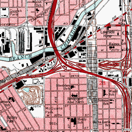 Topographic Map of All Saints Catholic Church (historical), IL