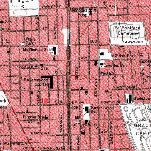 Topographic Map of All Saints Episcopal Church, IL