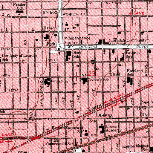 Topographic Map of All Souls Church of God in Christ, IL
