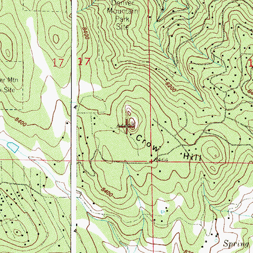 Topographic Map of Crow Hill, CO