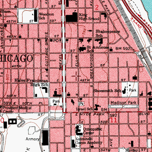 Topographic Map of Alonzo M Fuller House, IL