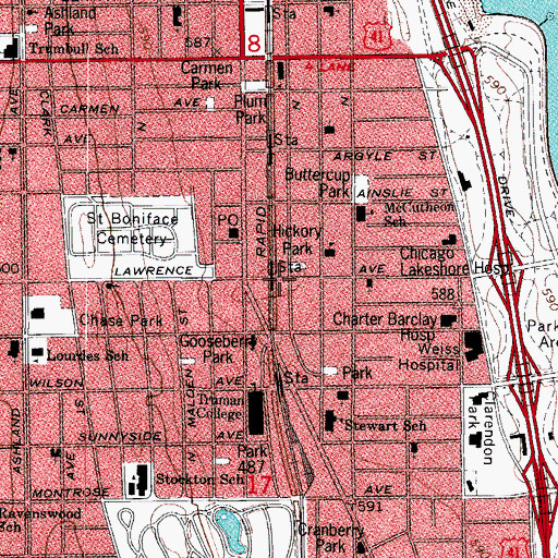 Topographic Map of Alternative Schools Network, IL