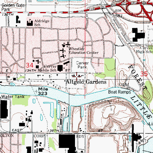 Topographic Map of Altgeld Gardens Seventh Day Adventist Church, IL