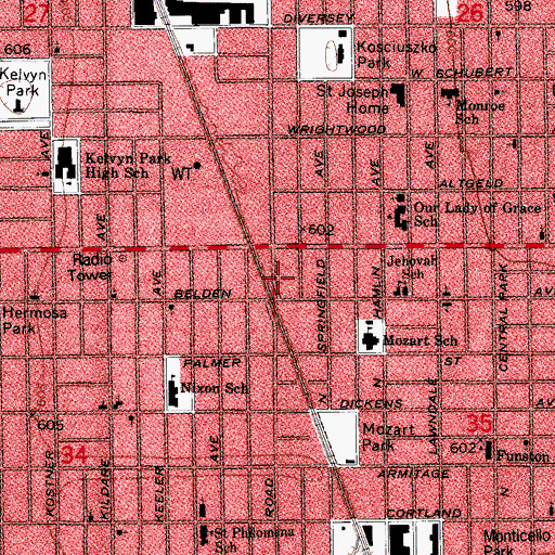 Topographic Map of American Institue of Occupational Trades, IL