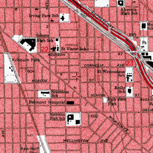 Topographic Map of American Motorcycle Mechanic School, IL