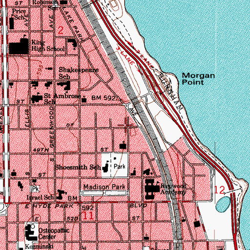 Topographic Map of Ancona School, IL