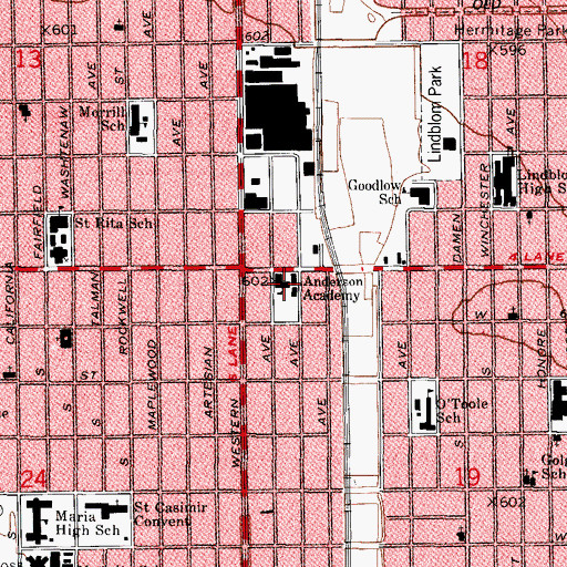 Topographic Map of Anderson Academy, IL