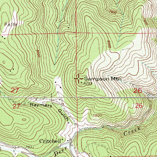 Topographic Map of Sampson Mountain, CO