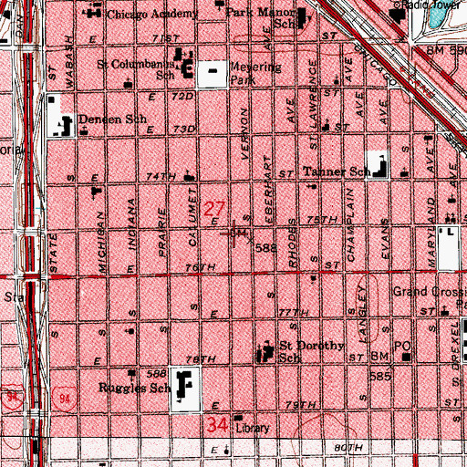Topographic Map of Angel Land Nursery School, IL