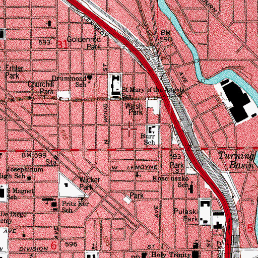 Topographic Map of Annunciation Catholic Church (historical), IL