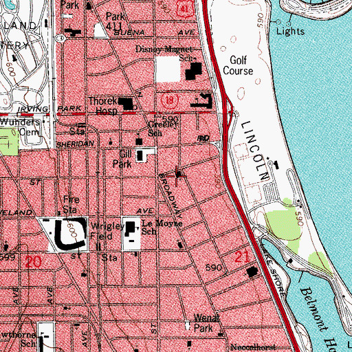 Topographic Map of Anshe Emet Day School, IL