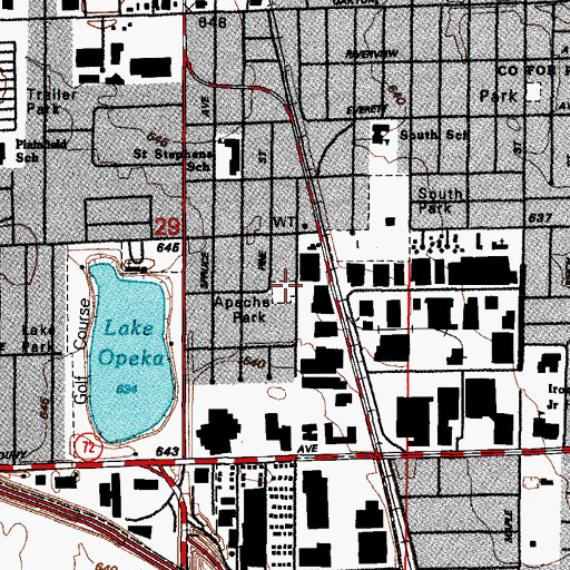Topographic Map of Apache Park, IL