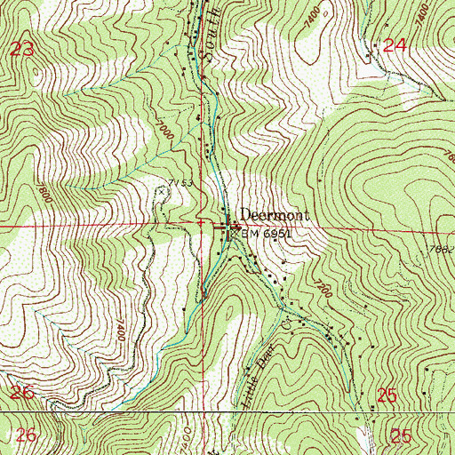 Topographic Map of Deermont, CO