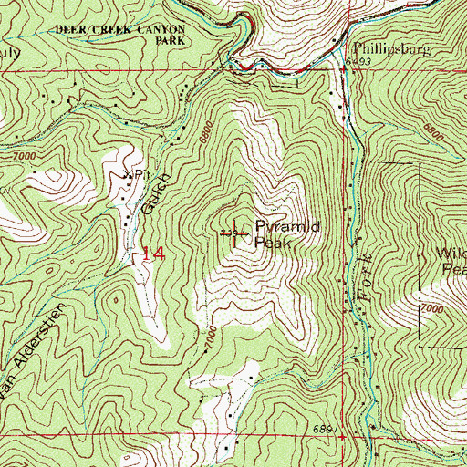Topographic Map of Pyramid Peak, CO