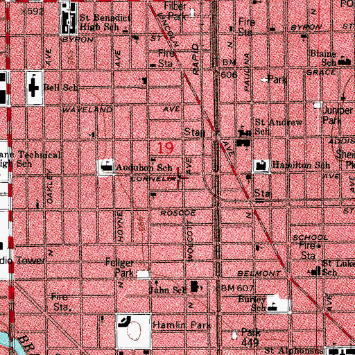 Topographic Map of Ascension Lutheran Church, IL