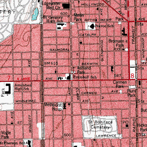 Topographic Map of Ashland Park, IL