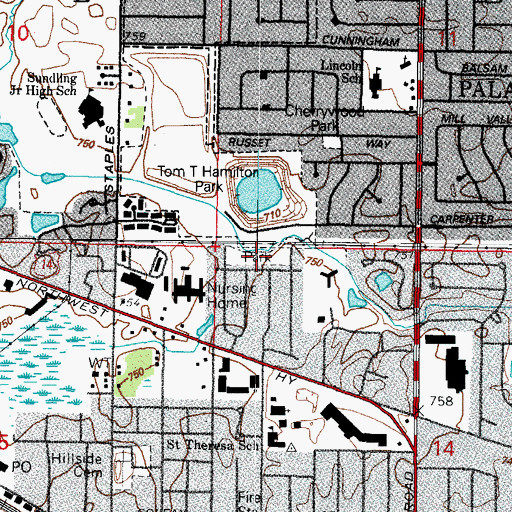 Topographic Map of Ashwood Park, IL