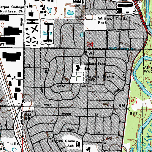 Topographic Map of Aspen Trails Park, IL