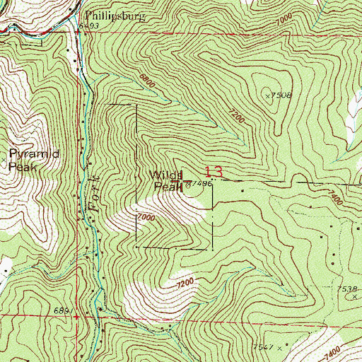 Topographic Map of Wilds Peak, CO