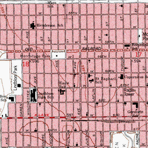 Topographic Map of Assumption Blessed Virgin Mary Roman Catholic Church, IL