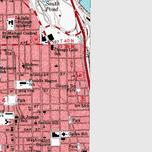 Topographic Map of Astor Court, IL