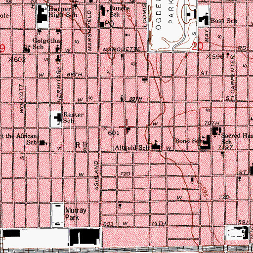 Topographic Map of Atonement Evangelical Lutheran Church, IL