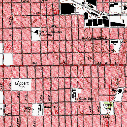 Topographic Map of Atonement Lutheran Church, IL