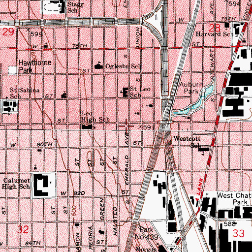 Topographic Map of Auburn Park Day Care Center, IL